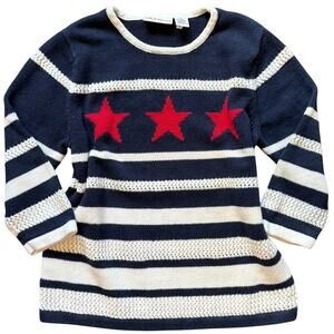 Croft & Barrow Ramie Cotton Knit Sweater Striped Star Small